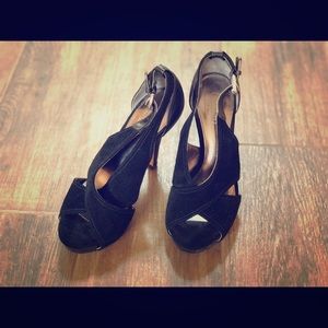 Coach Adelle Black Velvet Strappy Heels